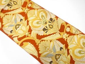 アンティーク　花更紗模様織り出し袋帯（材料）